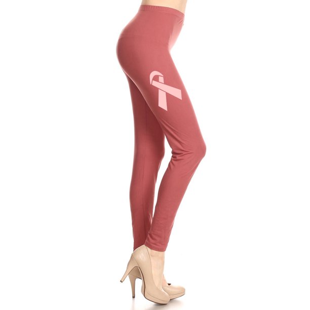 iZZYZX Women's Breast Cancer Awareness Ribbon Printed Leggings for