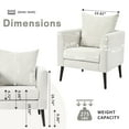 thumbnail image 3 of Accent Chair,Fabric Armchair Club Chair Single Chair Upholstered Arm Chair with Solid Wood Legs for Living Room/Bedroom,Beige, 3 of 7