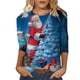 thumbnail image 4 of Camiseta suelta estampada a la moda para mujer, blusa de mangas 3/4, cuello redondo, camisetas informales Pompotops  FGAJ12863, 4 of 5