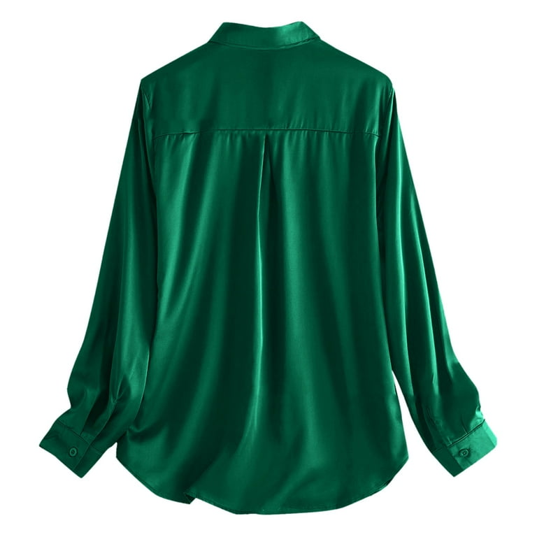 Fsqjgq Shirts Womens Tops Trendy Green Long Sleeve Shirts
