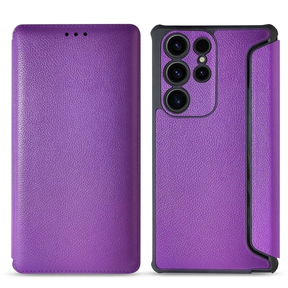 SAMSUNG GALAXY S23 ULTRA Phone Cases, Magnetic wallet Leather phone case with Credit Card Slot Cover For Samsung Galaxy S23 Ultra In Purple