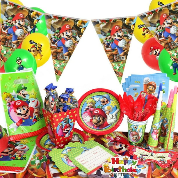 Décoration de Fête de Super Mario, Decoration Anniversaire Super Mario 5  Ans, 5 Ans Super Mario Ballon (5)