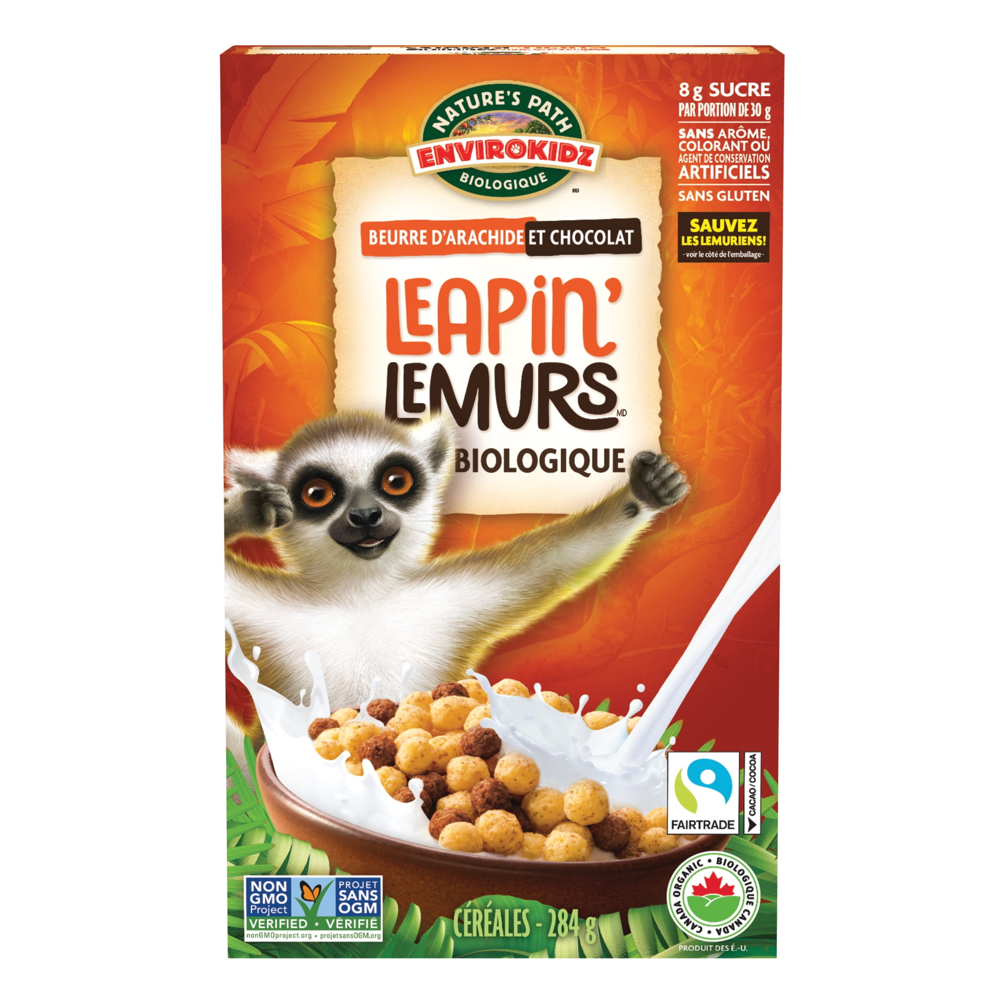 Nature's Path EnviroKidz Gluten Free Leapin' Lemurs Peanut Butter And Chocolate Cereal, Envirokidz Leapin' Lemurs
