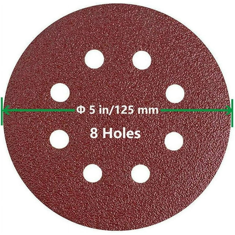 100pcs per Box 5 inch Sanding Discs Pads, Hook and Loop 40, 60, 80, 100, 120, 240, 320, and 600 Assorted Grits for Random Orbital/Bosch Sander(5 inch