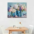thumbnail image 2 of GOSMITH  Flowers Wall Art White Floral Canvas Picture Rose Hydrangea Wall Decor Bird Print Blue Painting Contemporary Artwork Living Room Bedroom Kitchen Home Decor Framed Ready to Hang, 2 of 4