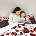 thumbnail image 5 of Manfei Cartoon Ladybird 3pcs King Size Comforter Sets,Kawaii Bow Bedding Comforter Set,Polka Dots Super Cozy Bedding Set,Ultra Soft Kids Bedroom Decor,Reversible, 5 of 8