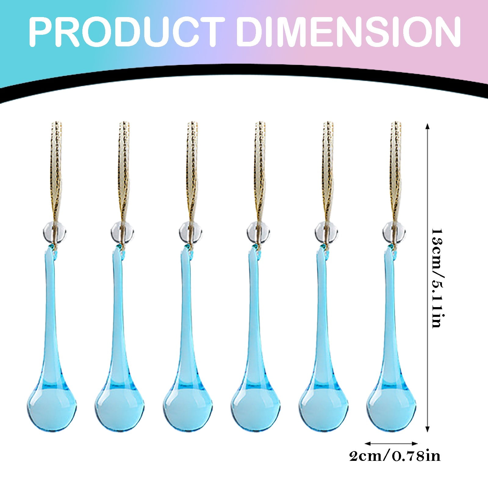 Ljkilskltr 6 Pack Glass Teardrop Ornaments, 5.11 Inch Raindrop Hanging Glass Christmas Ornaments, Sky Blue Vintage Crystal Icicle Pendants for Xmas Tree, Wreath, Chandelier, Holiday Home Decor