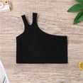 thumbnail image 6 of Xudanell Girls Athletic Shirts One Shoulder Racerback Crop Sleeveless Toddler Kids Top for Ballet Gymnastics Activewear Black 18-24 Months, 6 of 6