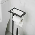thumbnail image 2 of Freestanding Stainless Steel Toilet Paper Holder with Top Storage Shelf in Matte Black, 2 of 13