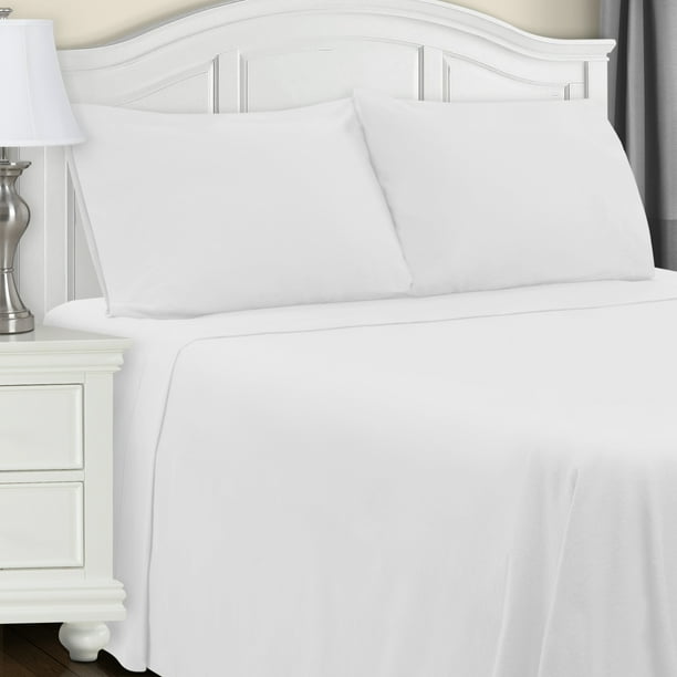 Superior 4Count 150 GSM White Cotton Flannel Sheet Set, California King