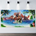 thumbnail image 2 of Moana Princess-Theme Backdrops Banner Birthday Party Decor Supplies Personalized Party Backdrop Decoration,5x3ft（150x90cm）, 2 of 6