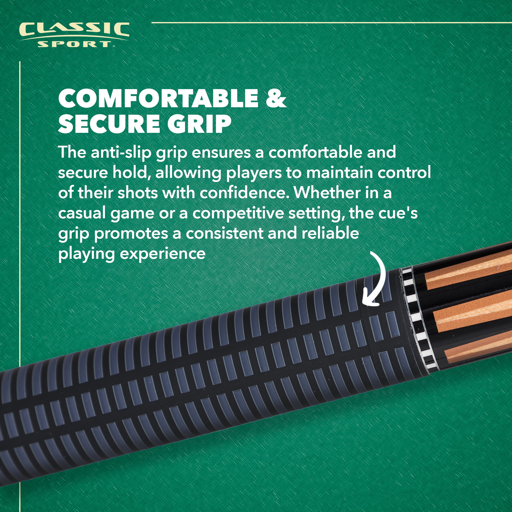 Classic Sport 57 in. Classic Canadian Maple 2-Piece Wooden Billiard Cue Hardwood Pool Stick - 1.27 lb