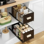 Bemico 2 Pack Pull Out Cabinet Organizer, No Drill Slide Out Pantry Shelves Drawers with Handle for Kitchen, Cupboard, Bathroom, Pantry, Sink, 15.75"Dx9.45"Wx6.69"