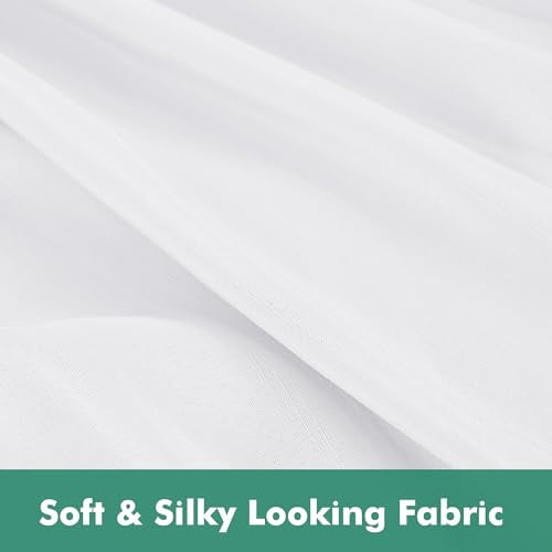 Queen Size Wrap Around Bed Skirt with Split Corners, 15-Inch Drop, White Adjustable Elastic Dust Ruffle for Easy Fit, Wrinkle-Resistant Silky Luxurious Fabric, Machine Washable