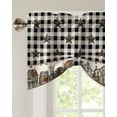thumbnail image 2 of Tie Up Valance Curtain for Kitchen,Western Star Buffalo Check Rod Pocket Short Curtains Adjustable Tie-Up Shade Valances,Vintage Country Cottage Window Treatment for Bathroom Living Room Bedroom, 2 of 8
