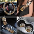 thumbnail image 3 of Yuyamidu 15 PCS Highland Cow Car Seat Cover Set with Floor Mats Cow Print Steering Wheel Cover Sunflower Seat Belt Covers Handbrake Cover Set Coasters for Truck Sedan, 3 of 6