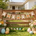 thumbnail image 1 of Weloille Easter Bunny Burlap Banner 1 Piece, Rustic Jute Hanging Garland with Rabbit Pattern, Reusable Holiday Party Decoration, Cute Themed Banner for Wall Fireplace Mantel Party Home Wall Decor, 1 of 6