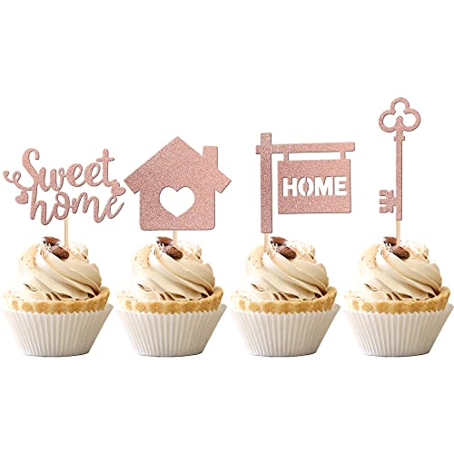 36 PCS Sweet Home Cupcake Toppers Glitter key Housewarming Cupcake