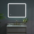 thumbnail image 3 of ANGELES HOME 28 x 36 inch LED Bathroom Mirror, LED Lighted Mirror for Bathroom, Wall Bathroom Vanity Mirror with Lights, Framed Round Corner Mirror with Dimmer, Anti-Fog, Vertical/Horizontal, White, 3 of 11