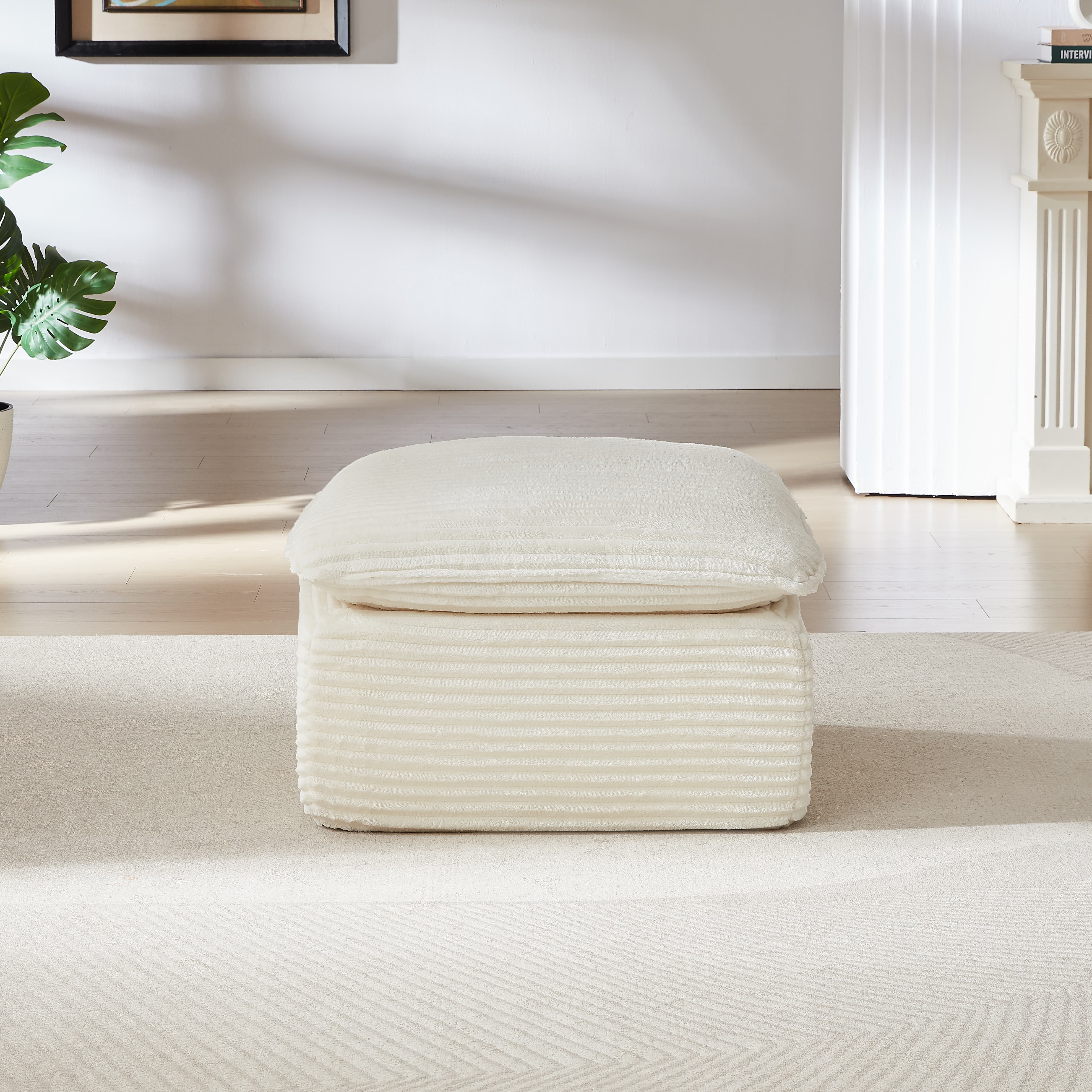 MAYEERTY Modern Modular Corduroy Sofa, White Cloud-Soft Sectional Couch for Apartment