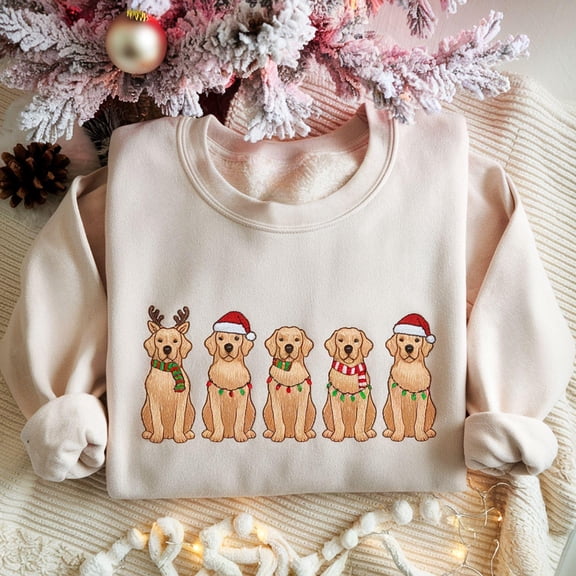 EMBROIDERED Golden Retriever Christmas Sweatshirt, Dog Christmas Shirt, Golden Mom Sweater, Gift for Dog Lover, Holiday Sweater, Dog Mom