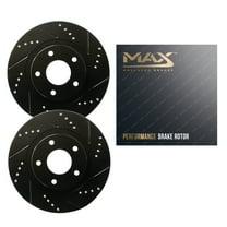 Max Advanced Brakes Front Brake Rotors Compatible With 2000 2001 2002 2003 2004 2005 2006 2007 Toyota Sequoia Tundra Replacement Drilled Slotted Black Coated Disc Brake Rotors