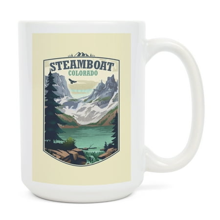 

15 fl oz Ceramic Mug Steamboat Colorado Lithograph Contour Dishwasher & Microwave Safe