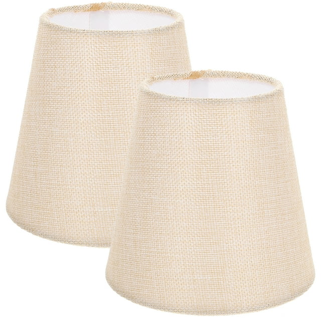 Shisuyan 2pcs Fabric Lampshade Small Lampshade Clip On Bulb Retro Style Lamp Shade Barrel Lamp Shade Accessory
