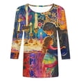 thumbnail image 4 of DDAPJ pyju Funny Hanukkah Shirt for Women 3/4 Length Sleeve Tops Novelty Menorah Graphic Tees Chanukah Celebration T-shirt Holiday Party Blouse Multicolor M, 4 of 6
