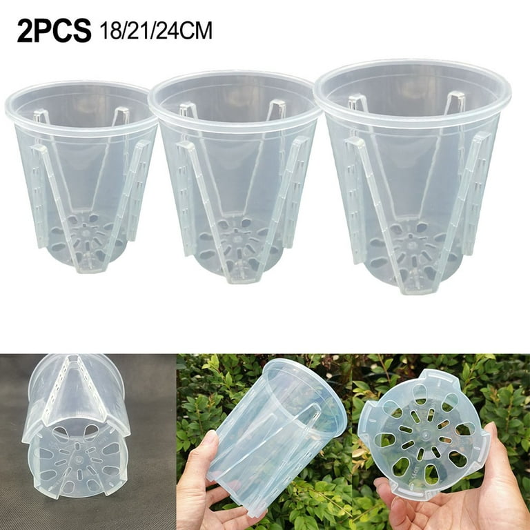 2 Pcs Breathable Durable Transparent Orchids Flower Pots for Planting  Phalaenopsis,21X16.5X23cm 