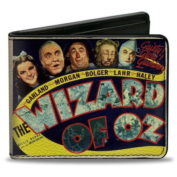 Movies Wallet, Bifold, The Wizard of Oz Vintage Movie Poster with Characters, Vegan Leather
