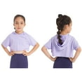 thumbnail image 2 of iiniim Dance Crop Sweatshirt Hooded Pullover Girls Short Sleeve Cropped Hoodie Tops Gymnastics Tee Shirt Lavender 6, 2 of 7
