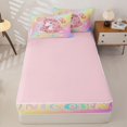 thumbnail image 4 of Homewish Cute Unicorn Girls Zipper Full Size Comforter Sets with Fitted Sheet and 2 Pillowcases,Romantic Pink Rose Blossom Flower Zipper Bedding Set For Kids,Pink Reversible,4-Piece, 4 of 7