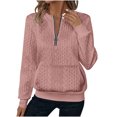 thumbnail image 2 of Mceream Chandails Matelassés pour Femmes à Fermeture Éclair, Col Rond, Manches Longues, Chandail Texturé Uni à Enfiler avec Poches, Décontracté, Ample, Mode, Automne Hiver, Tuniques, Grande Taille, Sudadera Para Mujer, Rose, TG, 2 of 8