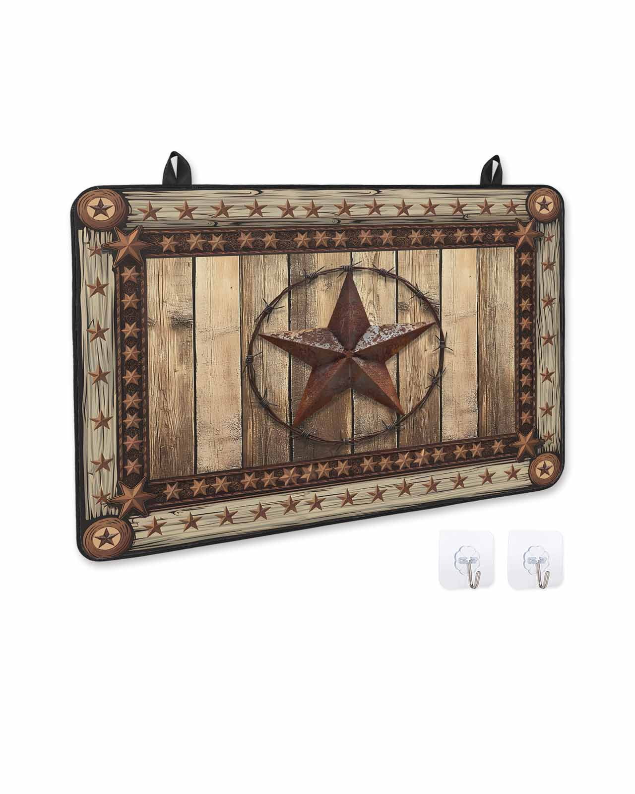 nqOlkjepod Large Induction Cooktop Protector Mat 24"x21", Western Farmhouse Stove Top Covers for Electric Stove, Rustic Country Texas Star Retro Stove Burner Cover Mats, Glass Top Stove Cover