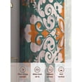 thumbnail image 6 of Vintage Flower Pattern Sheer Curtains for Living Room Bedroom, Light-filtering Sheer Curtain, Orange Flower Green Background Light-Rod Pocket Voile Window Treatment Drapes, 52’’Wx45’’L, 2 Panels Set, 6 of 7