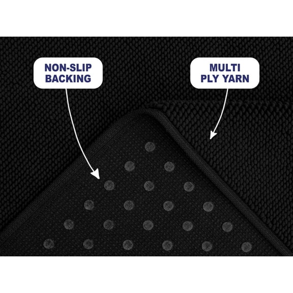 American Soft Linen, Slip Reducer Bath Rug, 100% Cotton 17x24 inches, Soft Absorbent Bath Mat Rugs, Black