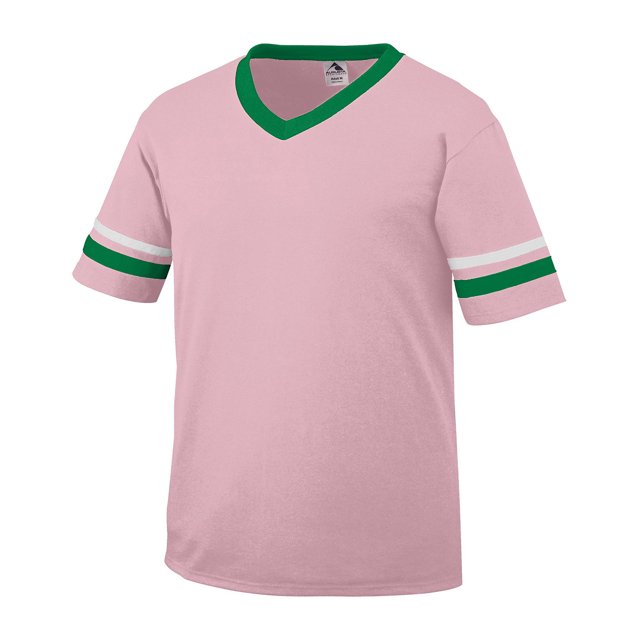 Maillot a rayas con mangas para adulto LT PNK/ KLLY/ WH S Ropa deportiva Augusta 360