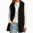 thumbnail image 6 of Lutiedan Fleece Hooded Vest for Women Sleeveless Button down Outerwear Vest Fall Winter Warm Jackets with Pocket S-XXL,Black, 6 of 6