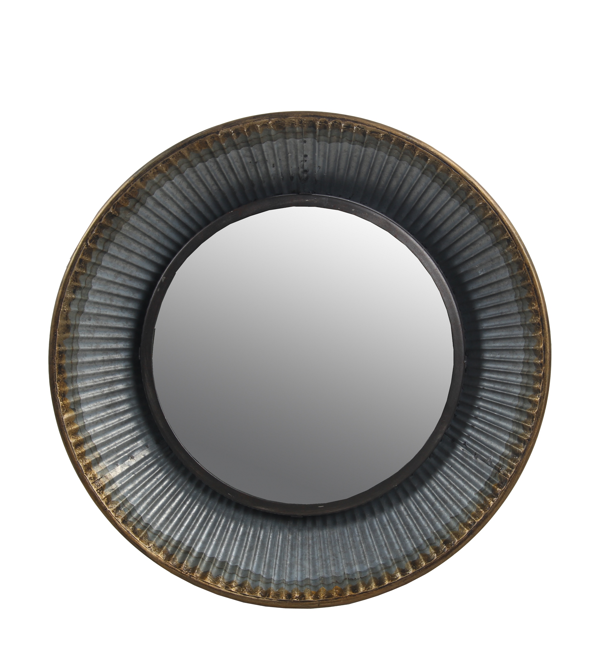 Privilege International Round Galvanized Wall Mirror