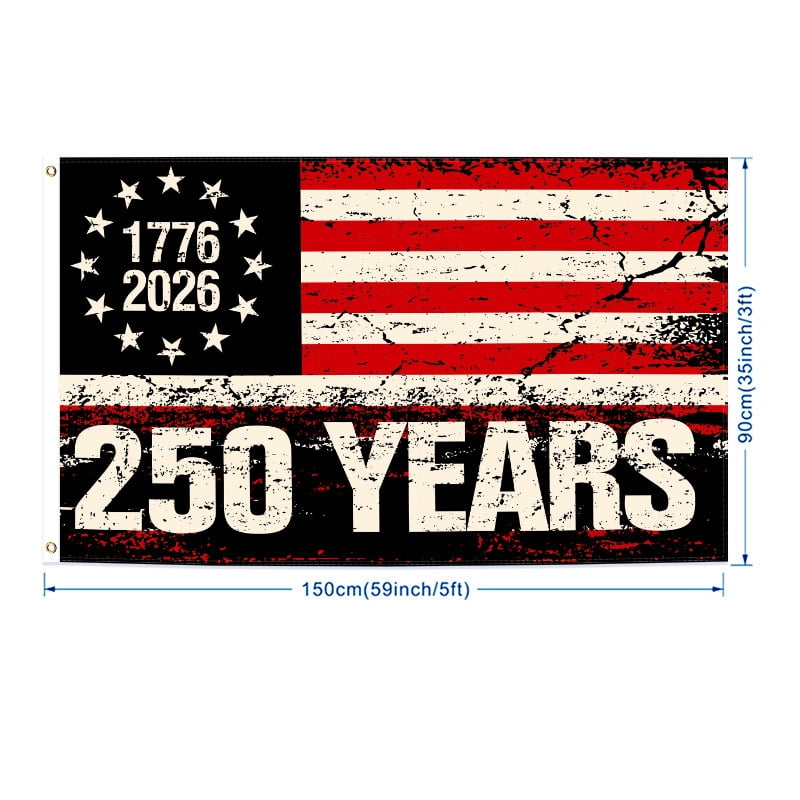 250th Flag,3x5 Ft Double Sided 3 Layers 250 Anniversary USA Flag,4th of July Decorations Independence Day Patriotic 250th Birthday Flag for Indoor Outdoor Decoration