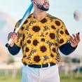 thumbnail image 5 of Hirioo Artistic Zebra Print Sunflower for Men's Baseball T-shirt Shirts Short Sleeve Casual Summer Button Stretch T Shirts,Size S-4XL-XX-Large, 5 of 7