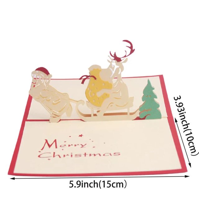 Árbol de Navidad de 1/2/5 piezas, 3D, ciervo, Santa Claus, Pop-UP, tarjeta de felicitación, invitación, regalo, tarjeta de agradecimiento, tarjetas postales con sobre