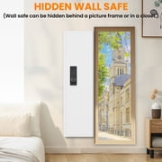 53.15 Wall Gun Cabinet, Biometric Fingerprint Hidden Safe With Dual Alarm System And Silent Mode, Gun Safes With 3 Adjustable Shelves, Magnetic Slot And Key Hook