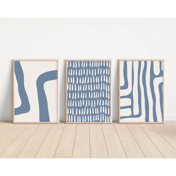 Blue Gallery Wall Set / Set Of 3 Dusty Blue Prints, Modern Art Prints, Blue Prints, Boho Prints, Dusty Blue, Modern Wall Decor Set 3 Prints, Poster Only