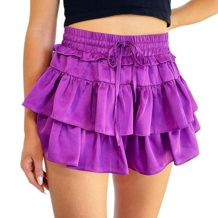 JIKNTTR Women s Maxi Skirts 2025 Ladies Fashion Solid Color Bag Sexy Cake Skirt Holiday Party Outfit Casual Mini Skater Skirt