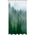 thumbnail image 6 of Green Forest Small Stall Shower Curtain Half 36Wx72H Inch Foggy Mountain Pine Tree Woodsy Cloudy Landscape Nature Rustic Woodland Misty Rainforest Narrow Single Waterproof Bathroom Bathtub, 6 of 6