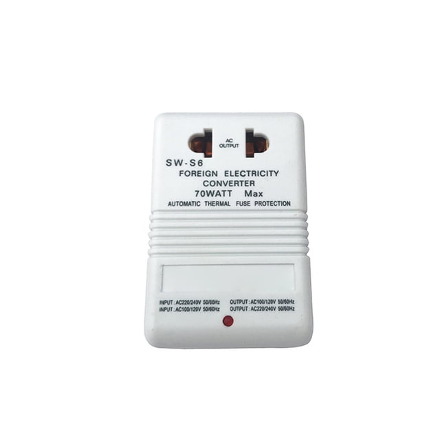 Moyic Convertidor de voltaje de Hotel para oficina en casa, electricidad de viaje, 110V a 220V, adaptador reductor, inversor regulador de fuente de Adaptadores de corriente Blanco S6 70W