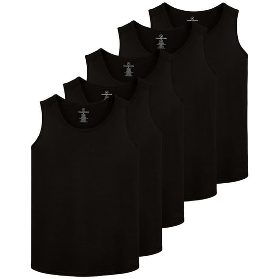 Real Essentials 5 Pack: Dry-Fit Muscle Tank Tops Sleeveless Shirts Workout Tees Athletic Running Tees (Big & Tall Available)