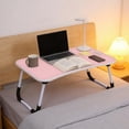 thumbnail image 5 of Laptop Bed Desk with Cup Holder (Pink)- Foldable Portable Lap Table w/Tablet Slot & Handle, 5 of 9